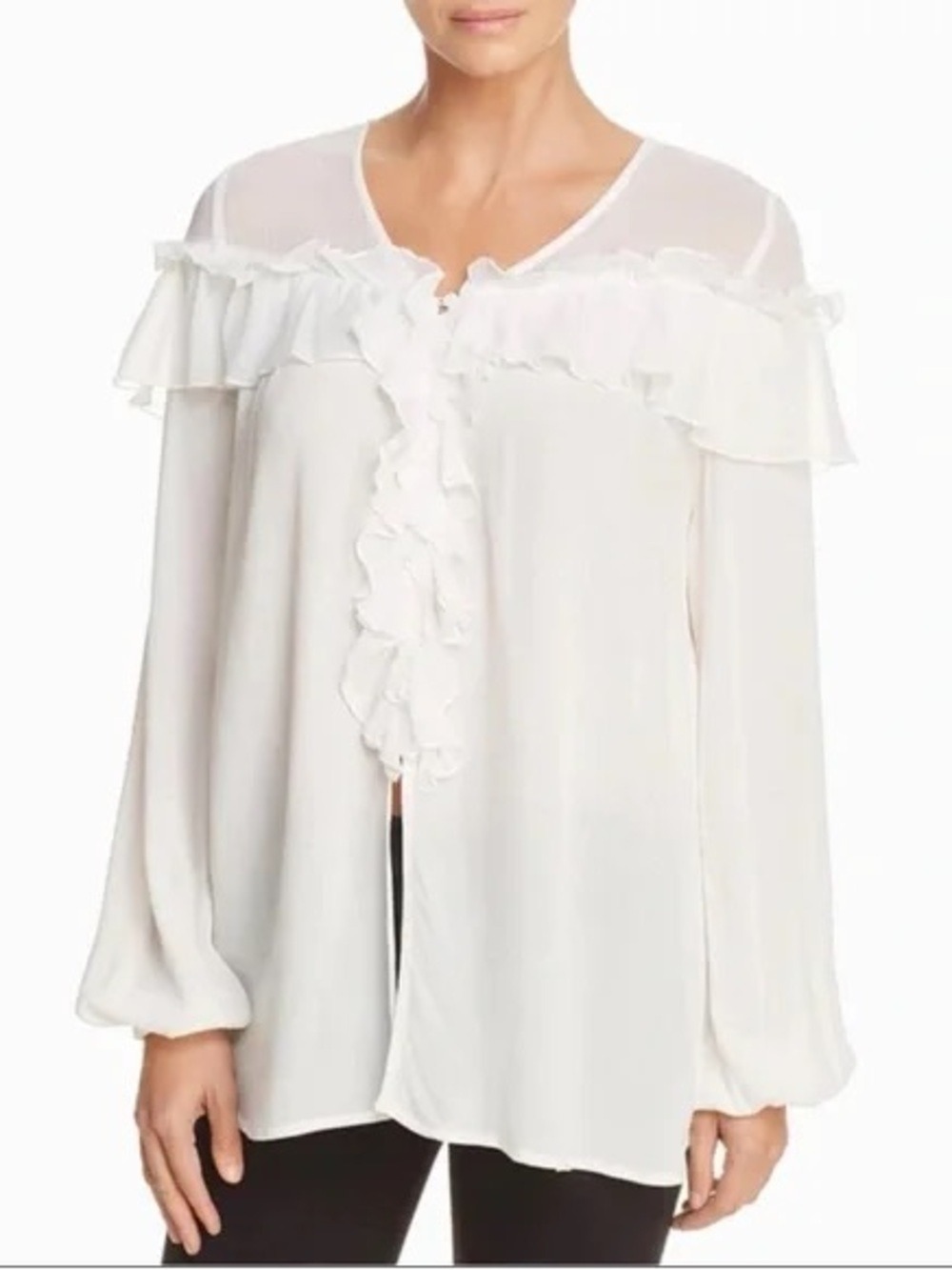 Band of Gypsies White Ruffle Blouse Peasant Style Medium